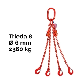 Reťazový záves,oko-4 hák, skracovač, nosnosť 2360/1700 kg, G8-6, Certifikát